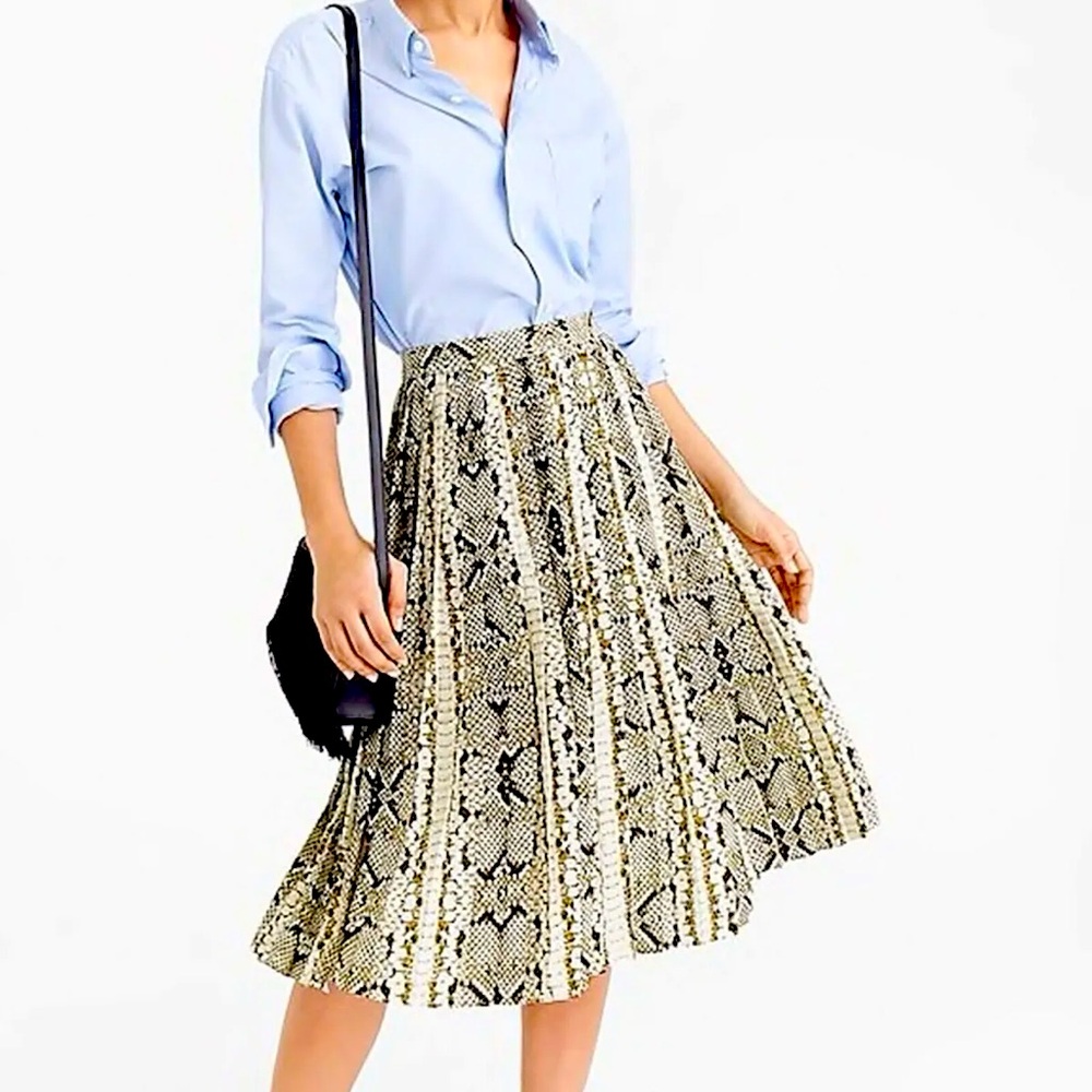 Jcrew Pleated Python Skirt. Euc! Size 6 - image 1